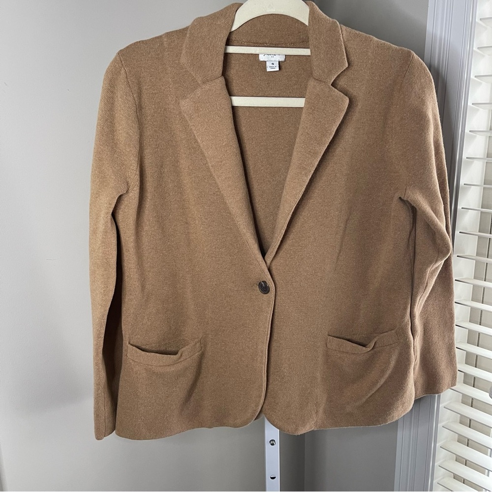 J.Crew Camel Brown Knit Blazer Cardigan Sweater Small Business Casual